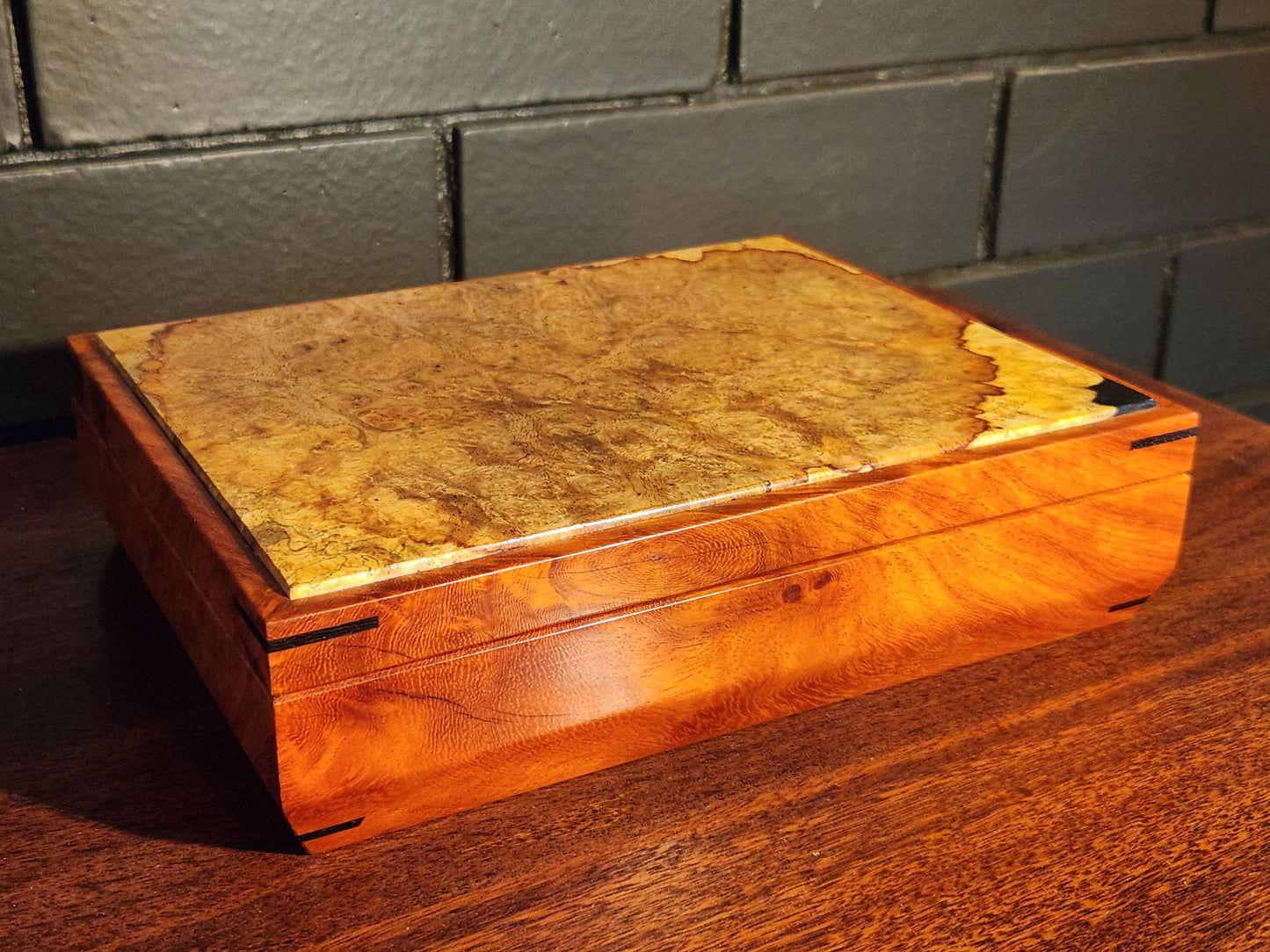 New Guinea Rosewood Keepsake Box with Burl Top